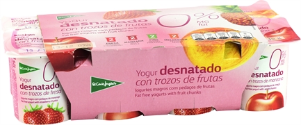 EL CORTE INGLÉS Yogur desnatado con trozos de fresa EL CORTE INGLÉS Yogur desnatado con trozos de fresa