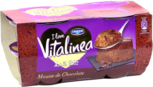 VITALINEA (DANONE) MOUSSE DE CHOCOLATE 1,9% MG/ -34% KCAL/100 G.