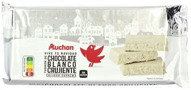 AUCHAN (ALCAMPO) TURRÓN DE CHOCOLATE BLANCO CRUJIENTE