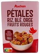 AUCHAN (ALCAMPO) PÉTALOS DE ARROZ, TRIGO, CEBADA, FRUTAS ROJAS