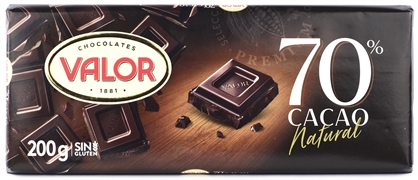 CHOCOLATES VALOR CHOCOLATE NEGRO, 70%