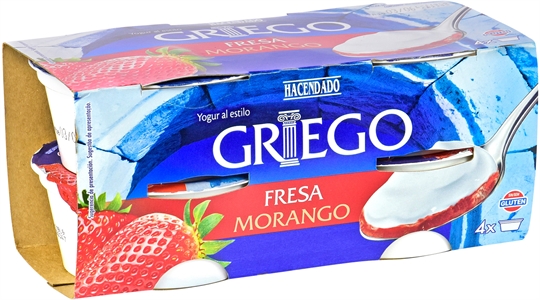 HACENDADO (MERCADONA) YOGUR AL ESTILO GRIEGO FRESA.