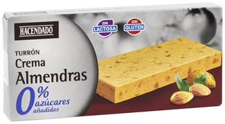 HACENDADO (MERCADONA) TURRÓN CREMA DE ALMENDRAS 0% AZÚCARES AÑADIDOS