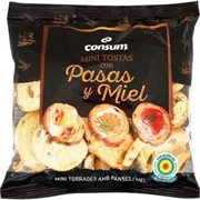 CONSUM Mini tostas con Pasas y miel