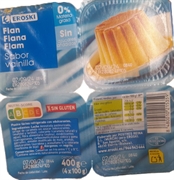 EROSKI Flan sabor vainilla 0% materia grasa