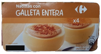 CARREFOUR Natillas con galleta entera.