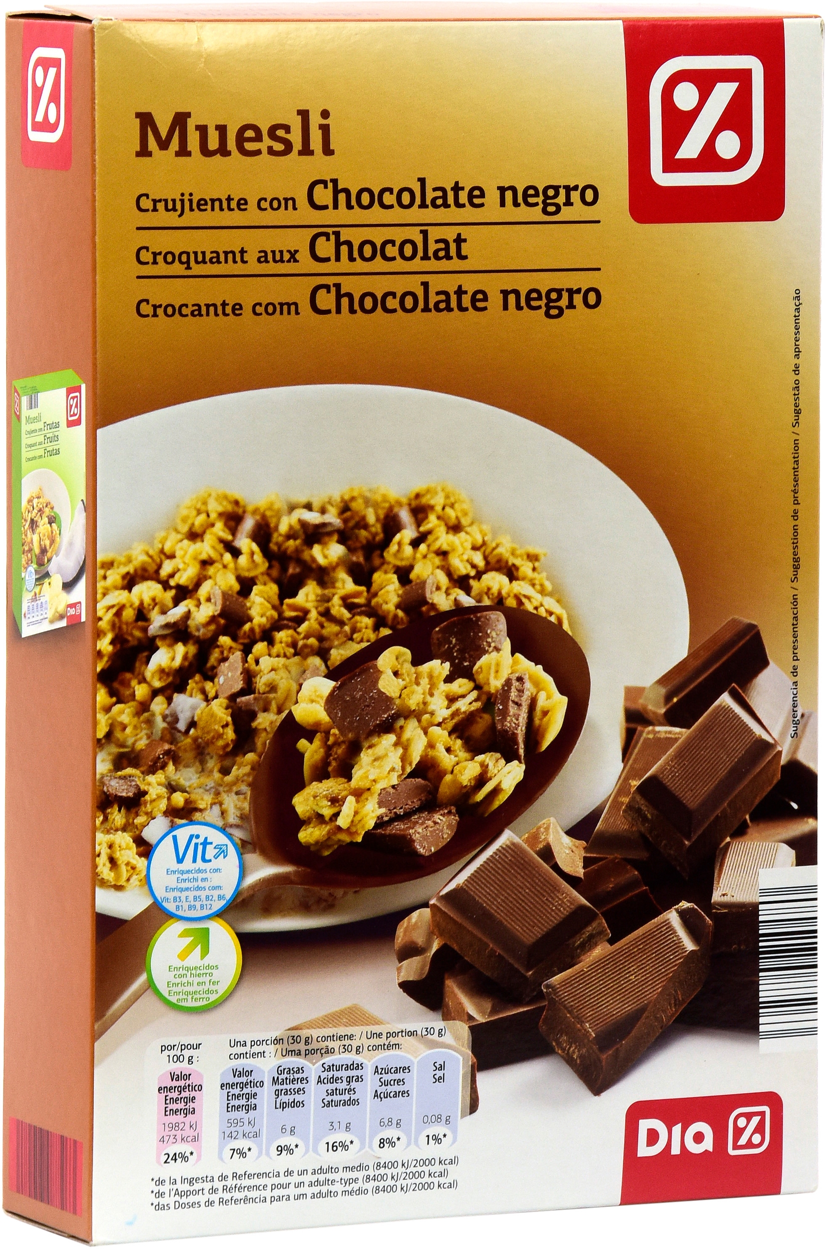 DIA MUESLI CHOCOLATE NEGRO.