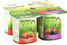 CARREFOUR Bifidus desnatado con trozos de fresa