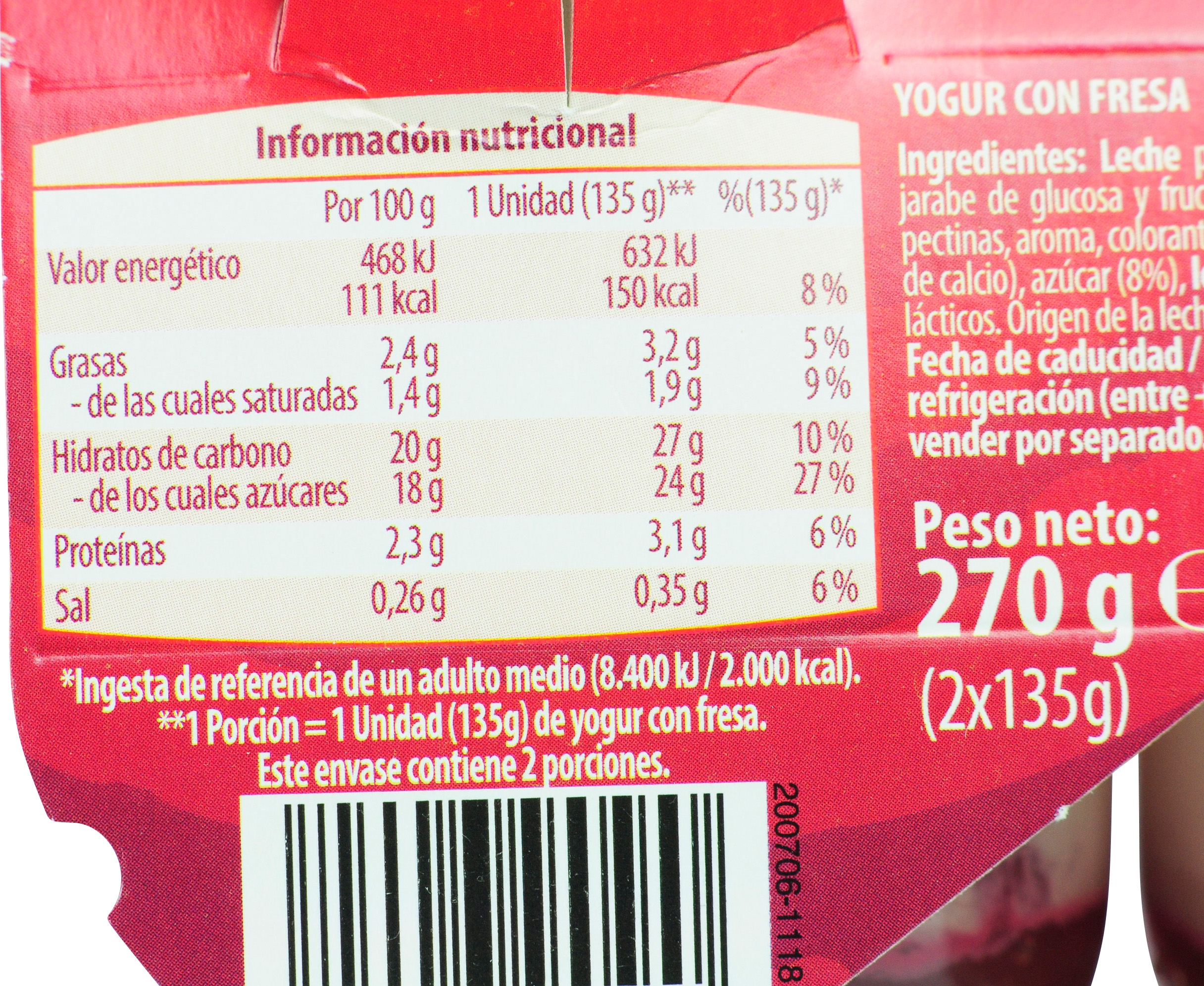 MILSANI (ALDI) YOGUR CON FRESA.