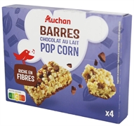 AUCHAN (ALCAMPO) BARRES CHOCOLAT AU LAIT POP CORN