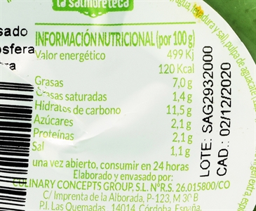 LA SALMORETECA SALMOREJO DE AGUACATE, MANZANA Y ALBAHACA