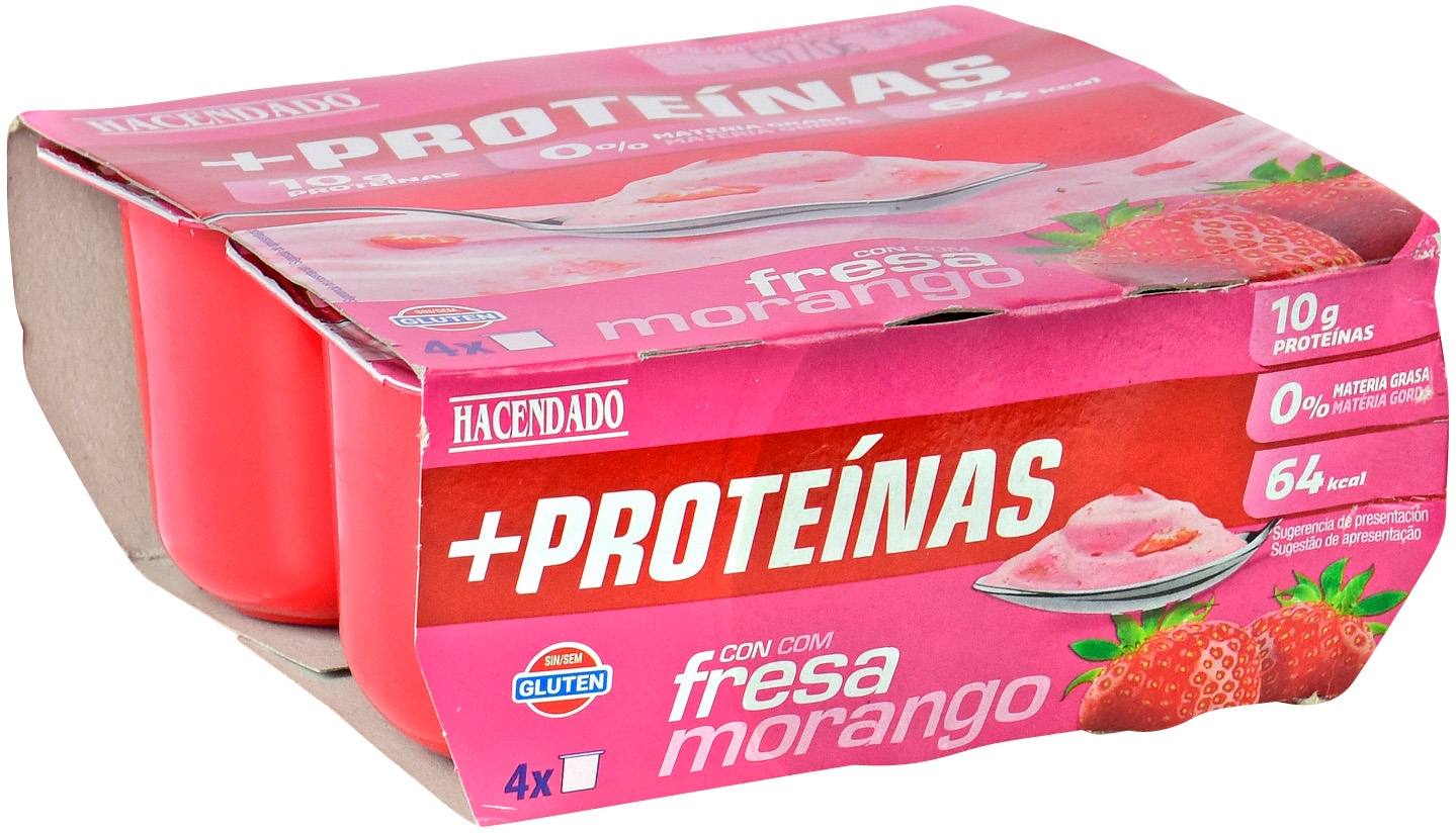 Valor nutricional de HACENDADO (MERCADONA) PROTEÍNAS SABOR FRESA 0% MG