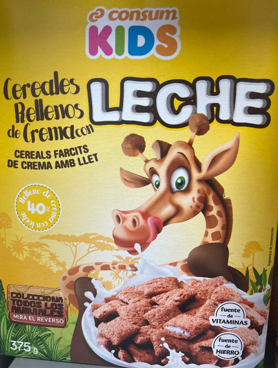 CONSUM KIDS Cereales rellenos de crema con leche : análisis y opiniones ...